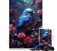 Rompecabezas Blue Bird Red Rose para Adultos, 1000 Piezas, Ejercicio Inteligente, Placer Relajante, Bordes precisos, Sorpresa navideña (38x52cm)