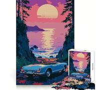 Rompecabezas Blue Convertible by The Coast al Atardecer para Adolescentes, 1000 Piezas, para Fortalecer la Mente y Relajarse fácilmente, Bordes Uniformes, Elegante (38x26cm)