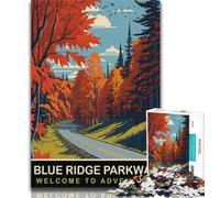 Rompecabezas Blue Ridge Parkway para Adolescentes, 1000 Piezas, decoración de Pared, cumpleaños y Navidad, Apto para niños de 14 años y 26x38cm