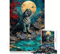 Rompecabezas Blue Tiger Moon para Adultos, 1000 Piezas, Mente aguda, Ocio Consciente, Ajuste Firme, Feliz Navidad (50x75cm)