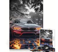 Rompecabezas BMW M Gris Neón Que Brilla bajo la Lluvia para Adolescentes, 1000 Piezas, para ejercitar la Mente y Relajarse fácilmente, Bordes Uniformes, Elegante (38x26cm)