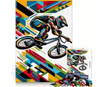 Rompecabezas BMX WPAP Colorful Pop Art para Adultos de 1000 Piezas Práctica de lógica, recreación Tranquila, Bordes limpios, Regalo Encantador (38x52cm)
