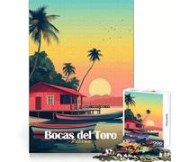 Rompecabezas Bocas del Toro Atardecer 1000 Piezas Ejercicio Mental Pasatiempo Relajante Corte de Precisión Regalo Navideño (38X52CM)