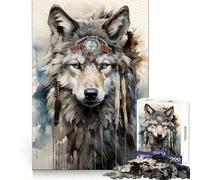 Rompecabezas Boho Spirit Wolf de 1000 Piezas para Adultos, Ideal para ejercitar la Memoria, un Escape Sereno y con Cortes precisos (50x75cm)