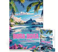 Rompecabezas Bora Bora, Polinesia Francesa, 1000 Piezas, Mejora la Memoria, diversión sin estrés, Corte preciso, cálido (38x26cm)