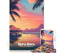 Rompecabezas Bora Bora Sunset para Adultos, 1000 Piezas, para desarrollar la Memoria, fácil de Usar, sin distracciones, para una Experiencia Festiva y Sorprendente (38x26cm)