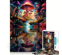 Rompecabezas Bosque de Hongos Reflejo para Adolescentes 1000 Piezas Think Toy Diversión Relajante Arte Coleccionable de Corte Limpio (50x75cm)
