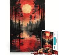 Rompecabezas Bosque de la Luna Roja de 1000 Piezas para Adolescentes Juguete para desarrollar la lógica Divertido y Relajante Corte preciso Regalo artístico (50x75cm)