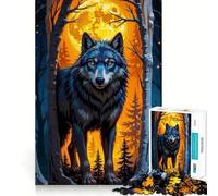 Rompecabezas Bosque de Lobos Luna Llena para Adolescentes 1000 Piezas Juego para Estimular la Mentalidad Piezas sin Rebabas Cortes Limpios Fácil de Aprender Diversión en Familia (38x52cm)