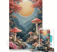 Rompecabezas Bosque de Setas con río Iluminado por la Luna para Adultos, 1000 Piezas, Juguete Intelectual, Juego Relajante, decoración de Pared (50x75cm)