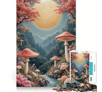 Rompecabezas Bosque de Setas con río Iluminado por la Luna para Adultos, 1000 Piezas, Juguete para ejercitar la Mente, Tiempo de relajación, diseño para armar, (38x26cm)