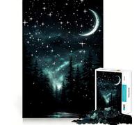 Rompecabezas Bosque del Cielo Nocturno 1000 Piezas para Adultos Juguete Cognitivo Tiempo de Conexión Montaje de Patrones Artículo de Deseo de Papá Noel (50x75cm)