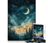 Rompecabezas Bosque del Cielo Nocturno de 1000 Piezas para Adolescentes Juguete para estimular la lógica y aliviar la tensión Borde de Calidad Artículo de Santa Claus (38x52cm)