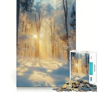 Rompecabezas Bosque Invernal Luz del Sol 1000 Piezas Recall Fun Play Piezas sin Rebabas de Corte Limpio Juego portátil y Divertido (38x52cm)