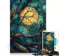 Rompecabezas Bosque Místico Iluminado por la Luna para Adolescentes, 1000 Piezas, Fortalece la Memoria, Alivia la Tensión, Bordes Lisos, Sorpresa Navideña (38x52cm)