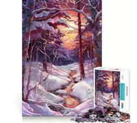 Rompecabezas Bosque Nevado Resplandor de 1000 Piezas para Adolescentes Mejora de la Memoria, Relajación, Corte Fijo, Arte Exhibición (38x52cm)