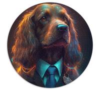 Rompecabezas Boss Golden Retriever de 1000 Piezas para Adultos. Rompecabezas Redondos de 1000 Piezas para Adultos. Ideal para Parejas, Navidad,Año Nuevo y San Valentín. 67,5x67,5cm.