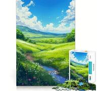 Rompecabezas Brisa del Valle Verde de 1000 Piezas Juego de concentración Mental Corte de precisión Bordes Lisos Actividad Absorbente para Noches tranquilas (50x75cm)