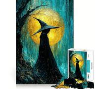 Rompecabezas Bruja bajo la Lluvia con Luna para Adolescentes 1000 Piezas Juego para estimular la Mente Piezas sin Rebabas y de Corte Limpio Fácil de Aprender Diversión para Toda la Familia (50x75cm)