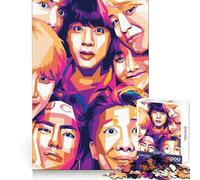 Rompecabezas BTS WPAP de 1000 Piezas Pensamiento Claro,Tiempo de relajación,Bordes precisos Regalo Elegante de Navidad (38x26cm)