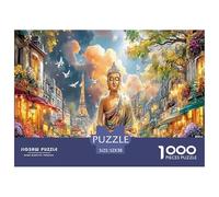 Rompecabezas Buda París 1000 Piezas, Buda Ciudad iluminada florece, Regalo decoración, 52x38cm