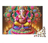 Rompecabezas Buddha-Statue 1000 Piezas para Adultos Estatua Colorida de Ganesha con Velas y Mandala Premium Grueso Robusto Vibrante Desafiante Difícil Regalo 70x50cm/1000pcs