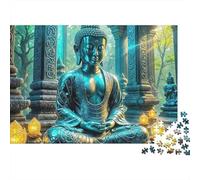 Rompecabezas Buddha-Statue Desafiante 1000 Piezas para Adultos Estatua de Buda en Ruinas de Templo Antiguo Premium Grueso Robusto Vibrante Alivio de Estrés 52x38cm/1000pcs