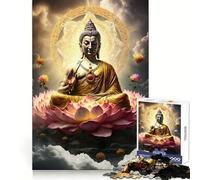 Rompecabezas Buddha V para Adultos,1000 Piezas,para memorizar,para un Entretenimiento Tranquilo,con Bordes limpios, cumpleaños (38x26cm)