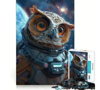 Rompecabezas Búho Astronauta Aventurero de 1000 Piezas para Adolescentes Ideal para Recordar, estimular la Tranquilidad, Momentos de Paz y Elegancia (38x52cm)