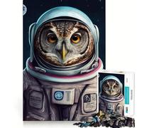 Rompecabezas Búho Astronauta para Adultos 1000 Piezas Mejora la Memoria Ocio Diversión Bordes Precisos Un Regalo Encantador (38x52cm)