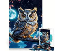 Rompecabezas Búho bajo la luz de la Luna de 1000 Piezas para Adolescentes Juguete de Habilidad para Momentos de Tranquilidad Corte preciso Regalo increíble (38x52cm)