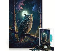 Rompecabezas Búho en el Bosque Nocturno para Adolescentes, 1000 Piezas, Juego Inteligente, Tiempo en Familia, patrón de ensamblaje, selección de Deseos de Papá Noel (50x75cm)