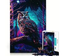 Rompecabezas Búho en el Bosque Nocturno para Adolescentes, 1000 Piezas, para estimular la Memoria, Juego de Mesa, Montaje de imágenes, Regalo navideño (38x26cm)