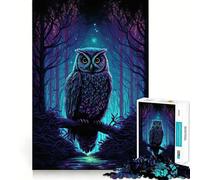 Rompecabezas Búho en el Bosque Nocturno para Adultos, 1000 Piezas, para Fortalecer la Memoria, Actividad para el hogar, Bordes limpios, Regalo Festivo (50x75cm)