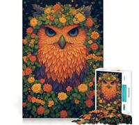 Rompecabezas Búho en Flor 1000 Piezas para Adolescentes Recuerdos Estimulación Tiempos de Serenidad Corte Suave Regalo Elegante (38x52cm)