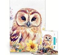Rompecabezas Búho en Flores III, 1000 Piezas para Adolescentes, Ideal para Recordar, estimular la Tranquilidad, Momentos de Paz, Corte Suave y Regalo Elegante (50x75cm)