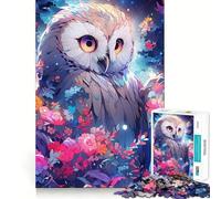 Rompecabezas Búho Entre Flores por la Noche para Adolescentes, 1000 Piezas, Juguete de lógica Fuerte, Tranquilo, calmado, Borde Claro, Regalo Elegante (38x26cm)