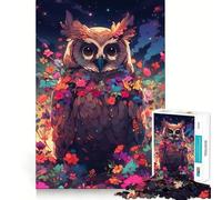 Rompecabezas Búho Entre Flores por la Noche para Adolescentes, 1000 Piezas, Juguete de lógica Resistente, Tranquilo, con Bordes definidos, Regalo Elegante (50x75cm)