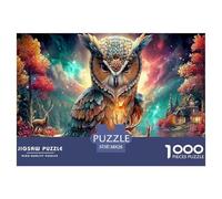 Rompecabezas Búho Misterioso 1000 Piezas Rompecabezas de Fauna para Adultos Rompecabezas Decorativos Juego de Rompecabezas Educativo para Toda la, para Mujeres, Regalos para Hombres 38x26cm/1000pcs