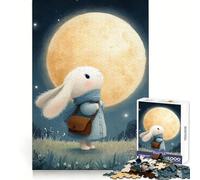 Rompecabezas Bunny Under The Moon para Adolescentes,1000 Piezas,Ejercicio Inteligente,Entretenimiento Tranquilo,Cierre sin Fisuras,Sorpresa de cumpleaños (50x75cm)