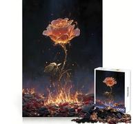 Rompecabezas Burning Rose de 1000 Piezas para Adultos Mejora la Memoria Ocio y evasión Corte de Calidad Regalo sincero (38x26cm)