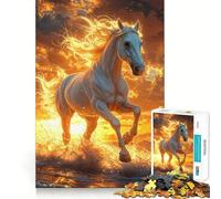 Rompecabezas Caballo Blanco Atardecer 1000 Piezas Juguete para desarrollar la Capacidad cognitiva Superficie Lisa y sin Rebabas Actividad Relajante para Grupos en Interiores (50x75cm)