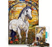 Rompecabezas Caballo Blanco para Adultos 1000 Piezas Juego Think Boost Estructura de Encaje precisa Fácil de Aprender Diversión en Familia (38x26cm)