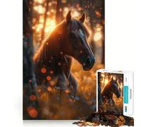 Rompecabezas Caballo Salvaje al Atardecer,1000 Piezas para Adultos Divertido Juego de Memoria Artesanía de Corte experta Actividad Relajante para Grupos en Interiores (50x75cm)