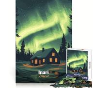 Rompecabezas Cabaña Aurora Boreal 1000 Piezas para Adultos Juguete para Concentrar el Ámbito de la Secta Ocio en Casa Regalo de Papá Noel (38x52cm)