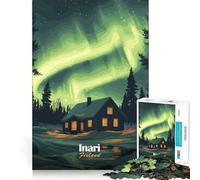 Rompecabezas Cabaña Aurora Boreal para Adolescentes, 1000 Piezas, Refuerza la Memoria, Tiempo de Paz, Calidad, Borde, Regalo Clásico (38x26cm)
