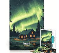 Rompecabezas Cabaña Aurora Boreal para Adultos, 1000 Piezas, Rompecabezas Mental, Juego Lento, Disfruta del Montaje de imágenes, (50x75cm)