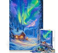 Rompecabezas Cabaña en un País de Las Maravillas Invernal de 1000 Piezas para Adolescentes Potencia la Memoria, relaja la Mente y es Divertido Ajuste Navidad (38x26cm)