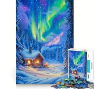 Rompecabezas Cabaña País de Las Maravillas Invernal,1000 Piezas,Juego de Memoria Cerebral, Corte láser,Actividad Absorbente para Noches tranquilas (50x75cm)