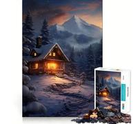 Rompecabezas Cabaña País de Las Maravillas Invernal de 1000 Piezas para Adultos Divertido Juego de Memoria Artesanía de Corte experta Actividad Relajante para Grupos en Interiores (50x75cm)
